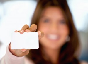 Woman displaying a presentation indoors - blurry background